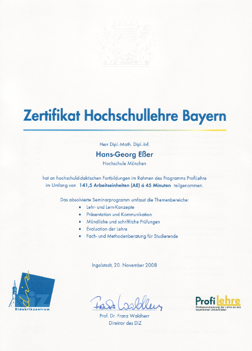 Zertifikat Hochschullehre Bayern